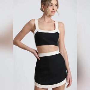 💯HOST PICK💯7 For All Mankind Colorblock Set Top Skirt Off White Black Linen XL